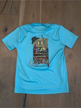Under Armour Blue Mesh Fishing Tackle Box t-shirt size youth medium